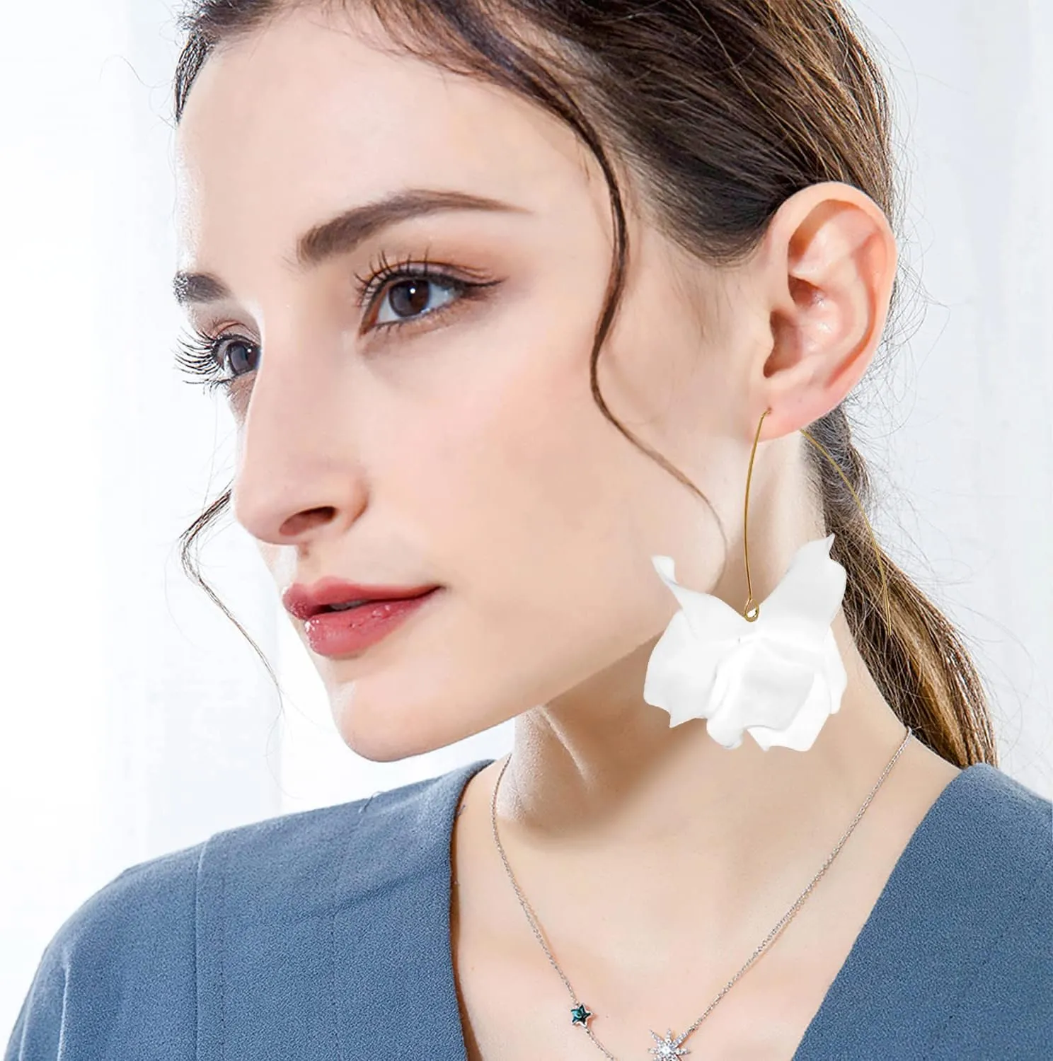 Summer Rose Boho Acrylic Petal Earrings Exaggerated European Beach Dangle Drop Earrings For Women