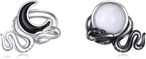 Sun Moon Snake Stud Earrings - 925 Sterling Silver Sun Moon Snake Jewelry Animal Earrings for Women