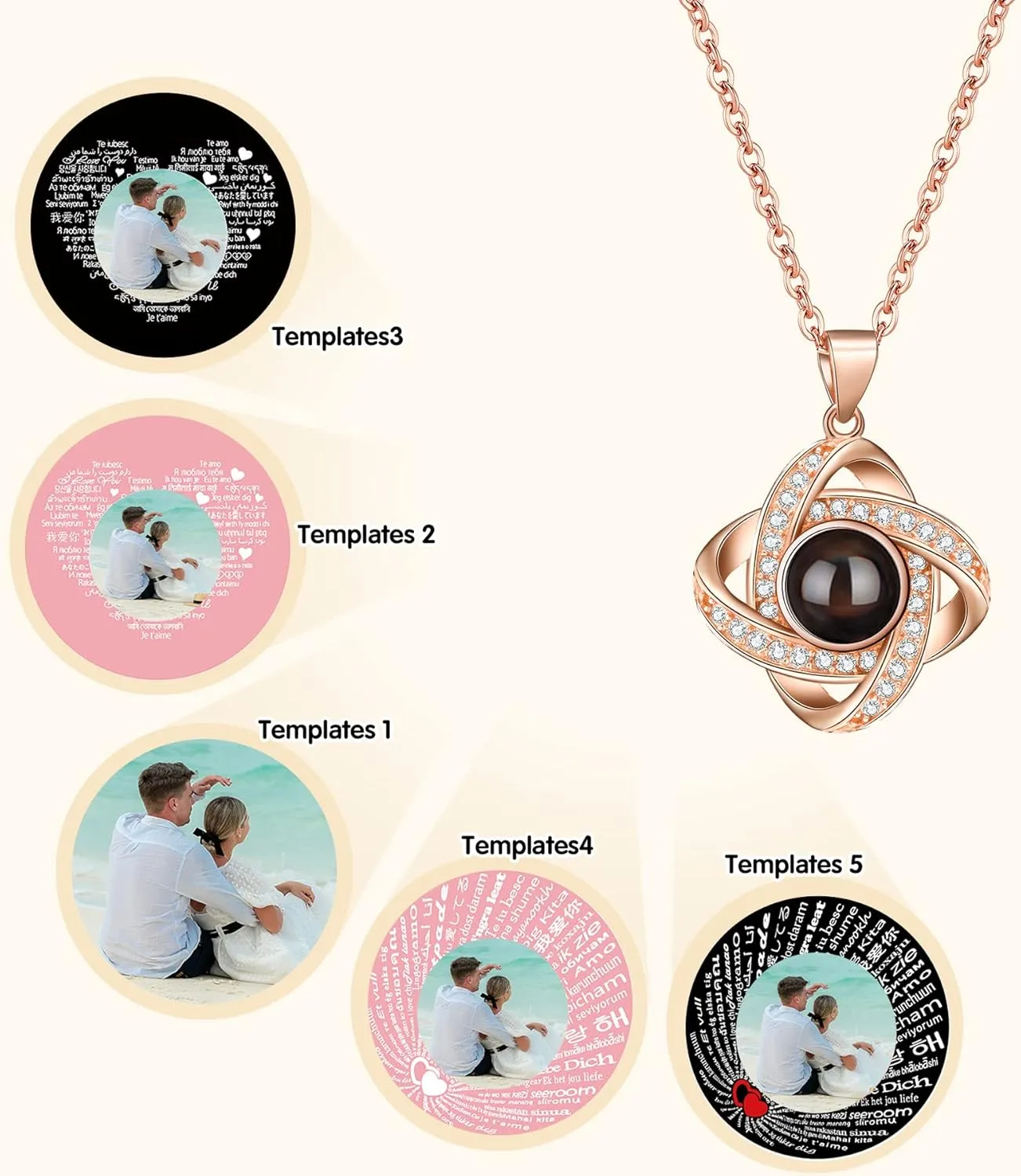 SUPHELPU Custom Necklaces with Picture inside, Picture Necklace Personalized Photo, Personalized Projection Pendant Necklace, Mothers Day Photo Gifts for mom wife Birthday Anniversary Memorial Gifts