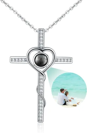 SUPHELPU Custom Necklaces with Picture inside, Picture Necklace Personalized Photo, Personalized Projection Pendant Necklace, Mothers Day Photo Gifts for mom wife Birthday Anniversary Memorial Gifts