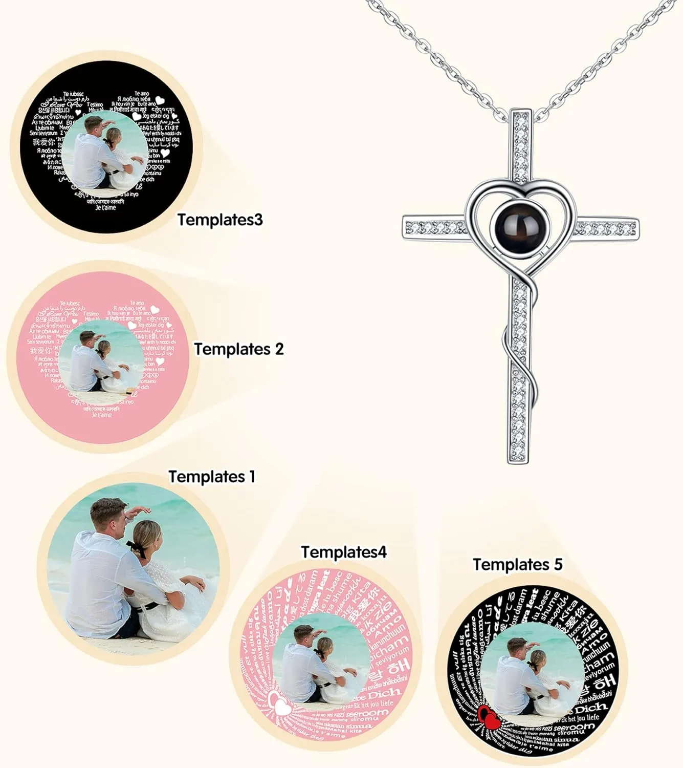 SUPHELPU Custom Necklaces with Picture inside, Picture Necklace Personalized Photo, Personalized Projection Pendant Necklace, Mothers Day Photo Gifts for mom wife Birthday Anniversary Memorial Gifts