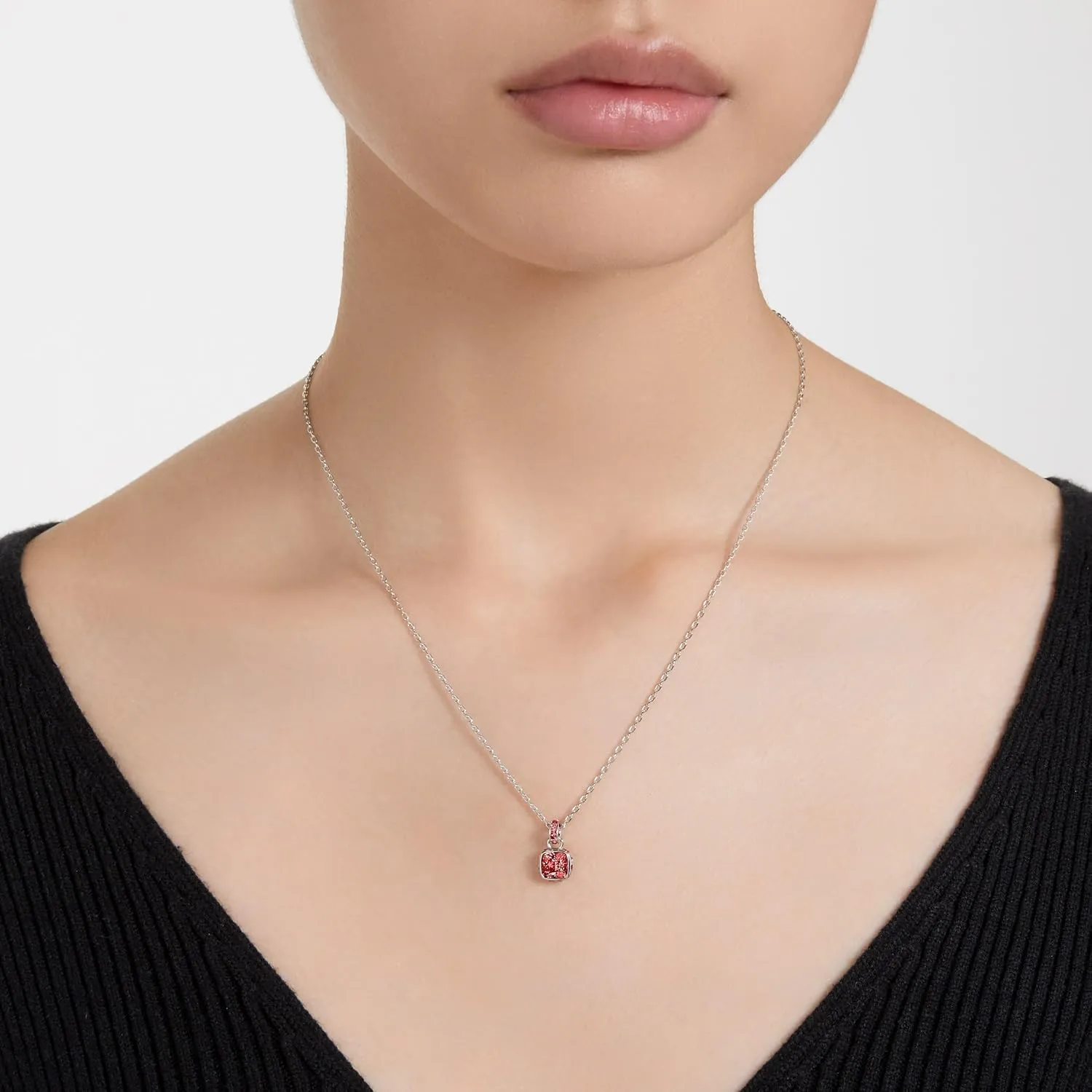 Swarovski Birthstone Stud Earring Collection, Square-Cut Stone and Crystals, Rhodium Finish