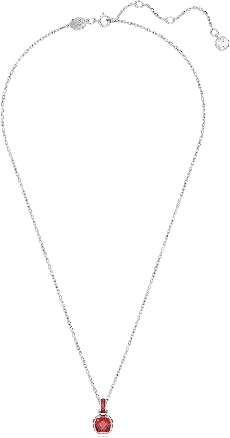 Swarovski Birthstone Stud Earring Collection, Square-Cut Stone and Crystals, Rhodium Finish
