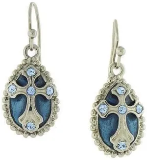 Symbols Of Faith Crystal And Enamel Cross Teardrop Earrings