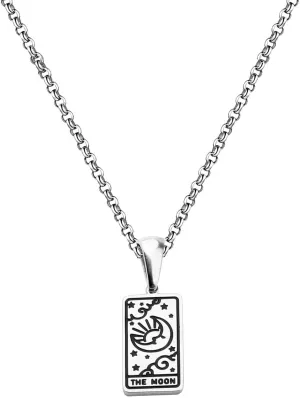 Tarot Card Pendant Necklace Silver Tag Necklace Mystic Jewelry