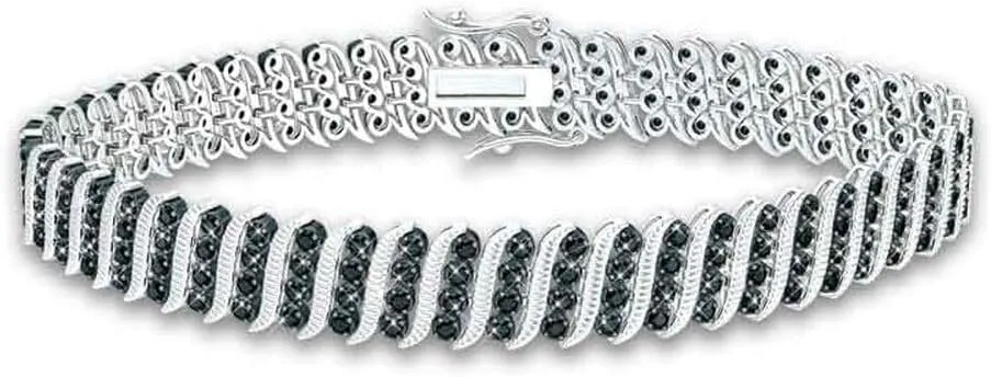 The Danbury Mint Midnight Spell Black Diamond Bracelet - Elegant Bracelet - Women's Jewelry - Gifts for Her #5469-0029