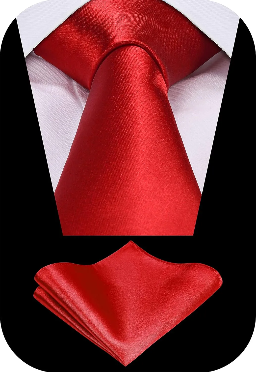 TIE G 5pcs Tie Set in Gift BOX WHITE OR BLACK: Solid Color Necktie, Satin Bow Tie, Pocket Square, Lapel, Cuff Links