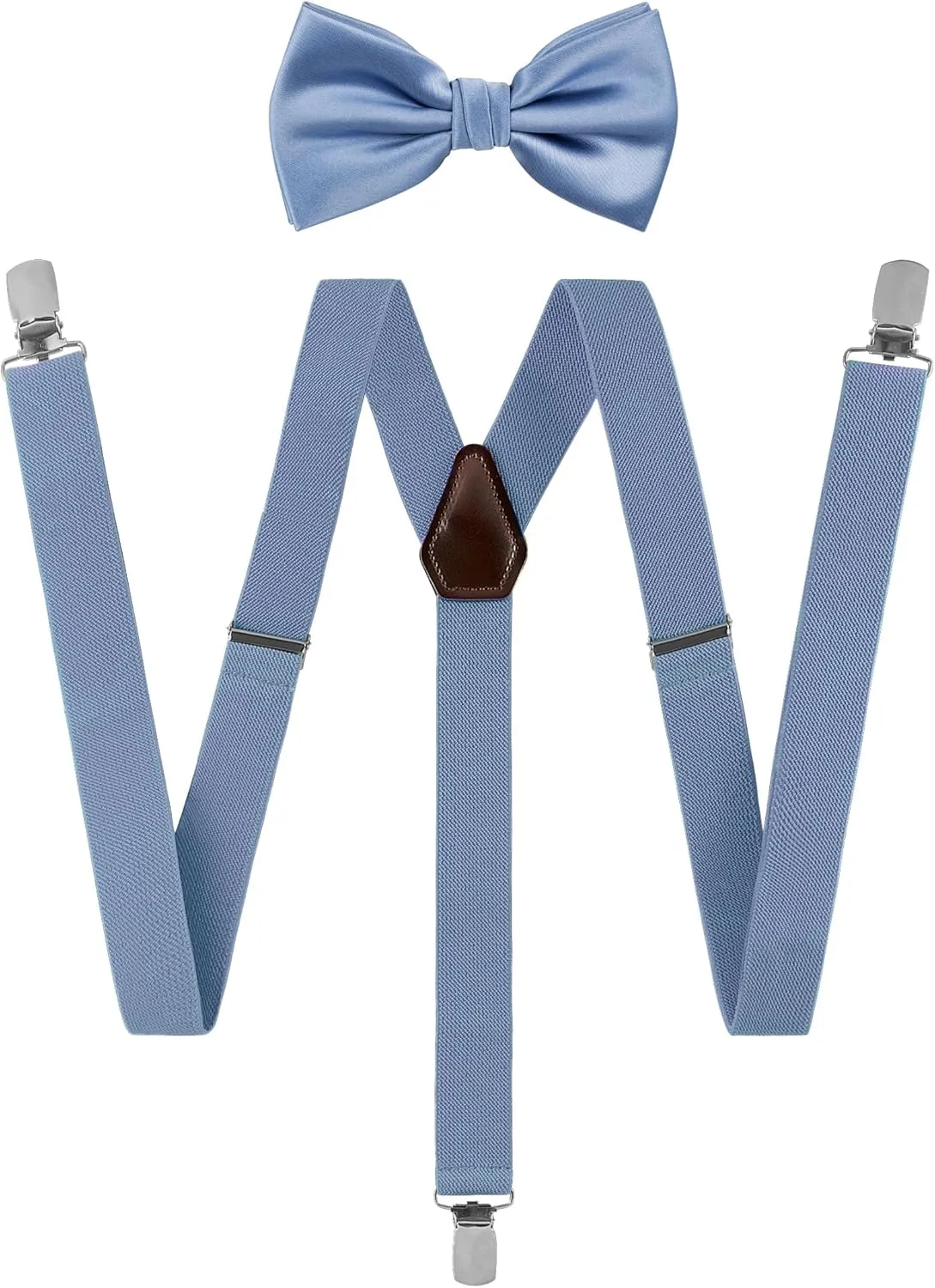TIE G Solid Color Men's Suspender   Woven Bow Tie Set for Wedding : Vivid Color, Adjustable Brace, Strong Clip, Elastic Band