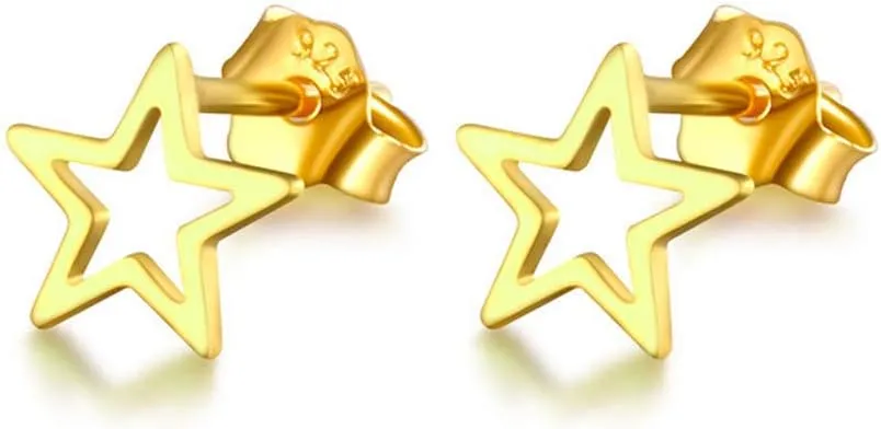 Tiny Cartilage S925 Sterling Silver Star Stud Earrings for Women Men Girls Geometric Minimalist Small Tragus Cute Huggie Piercing Studs Post Jewelry Gifts for Birthday Bff Daughter