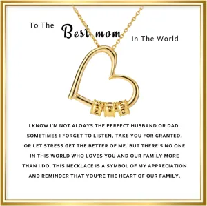 To My Mom Necklace -Family's Love Engraved 1-7 Name Pendant with LED Gift Box, Customized Necklaces for Women,Personalized Heart Custom Name Gift for Mother's Day