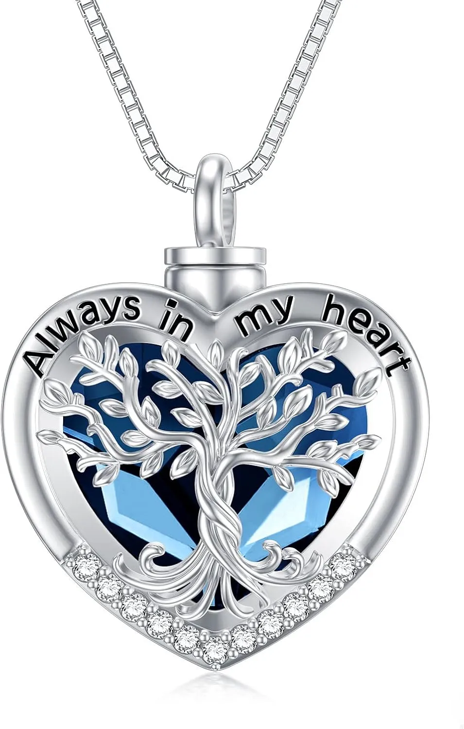 TOUPOP Tree of Life Urn Necklaces for Ashes 925 Sterling Silver Heart Cremation Jewelry Memorial Keepsake Jewelry with Funnel Filler for Women Men