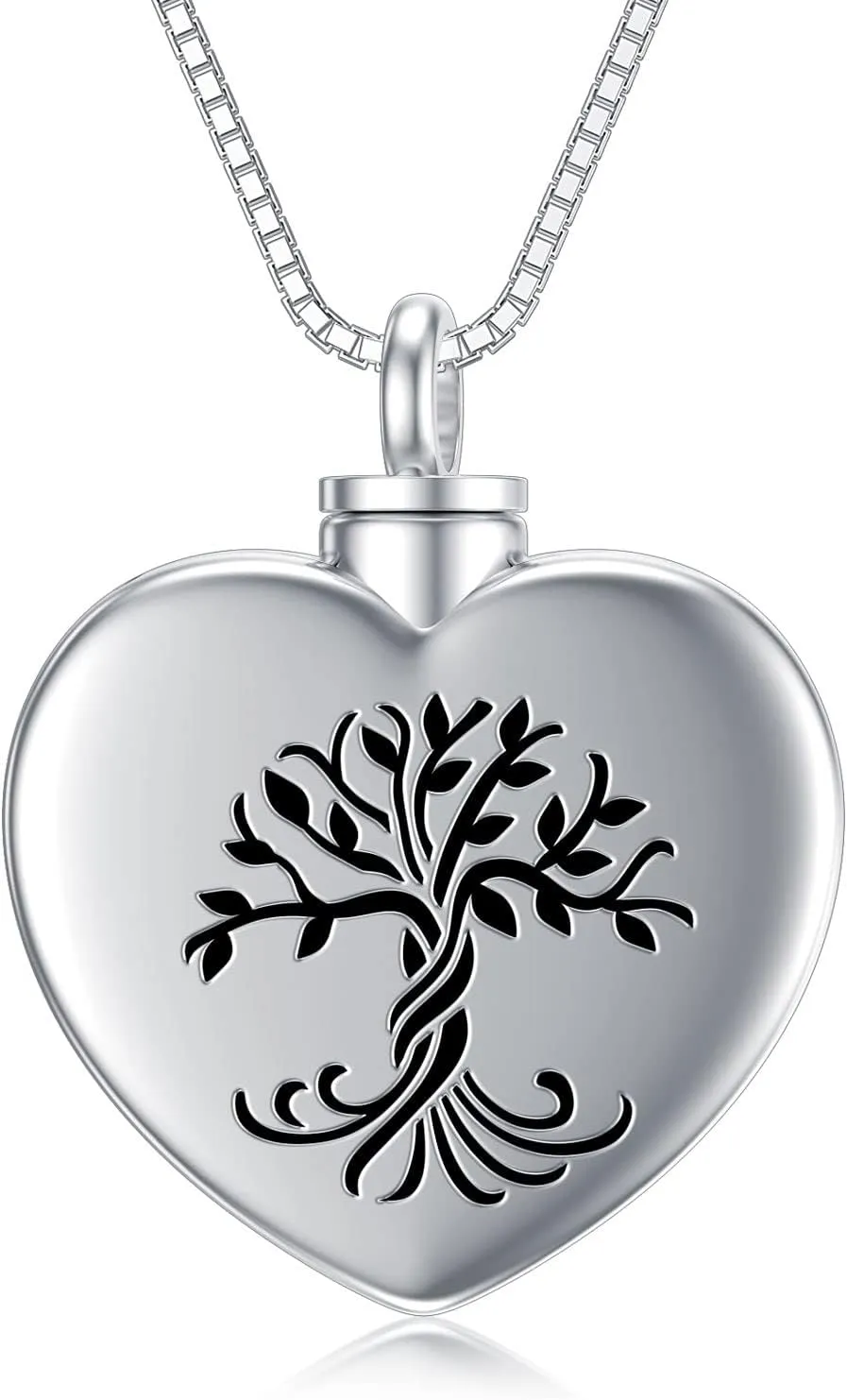 TOUPOP Tree of Life Urn Necklaces for Ashes 925 Sterling Silver Heart Cremation Jewelry Memorial Keepsake Jewelry with Funnel Filler for Women Men