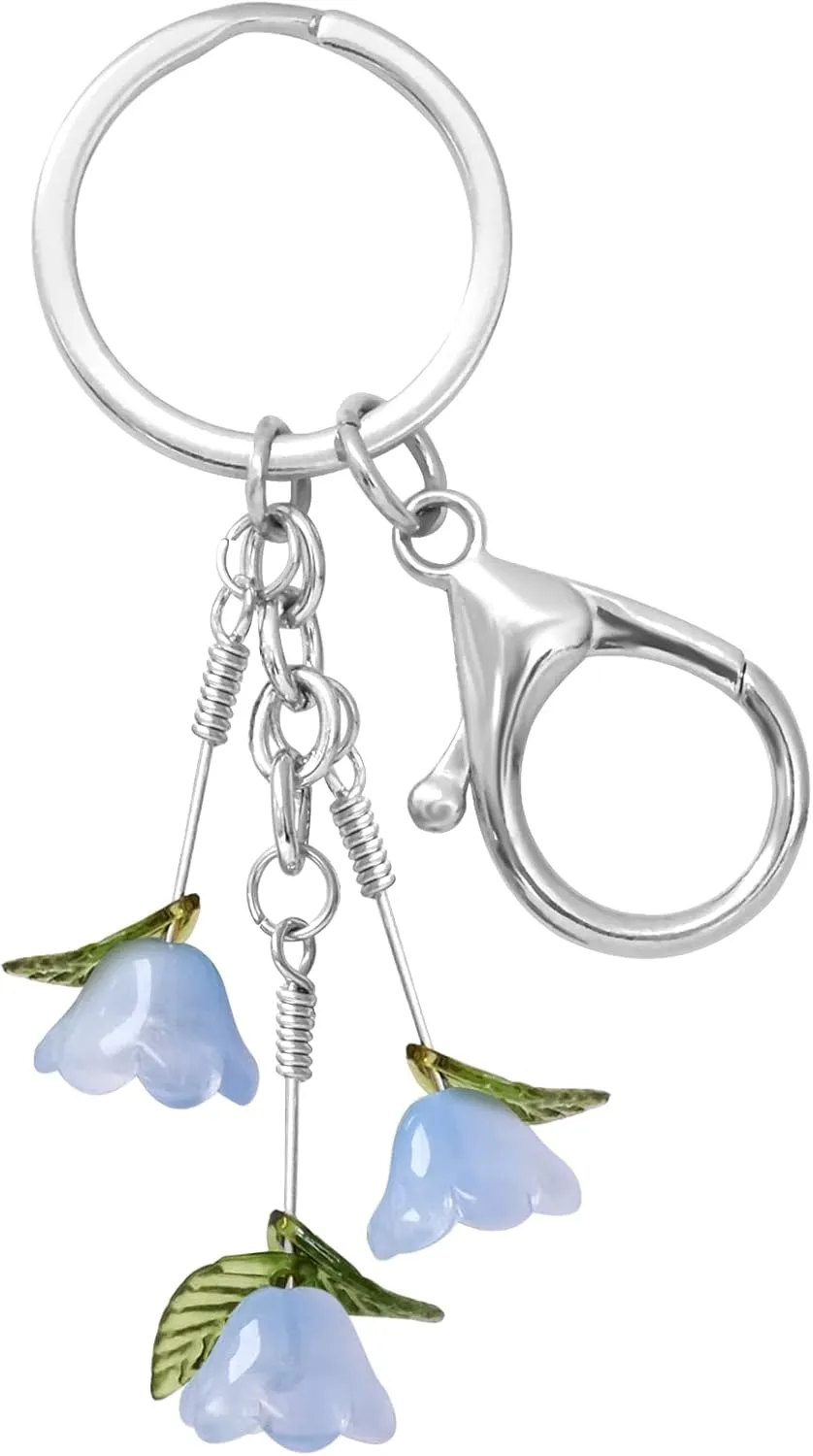 Trailing Tulip Flower Keychains for Women-Handmade,Bag Charm,Purse Charm,Elegant Gifts for Women/Mom/Her