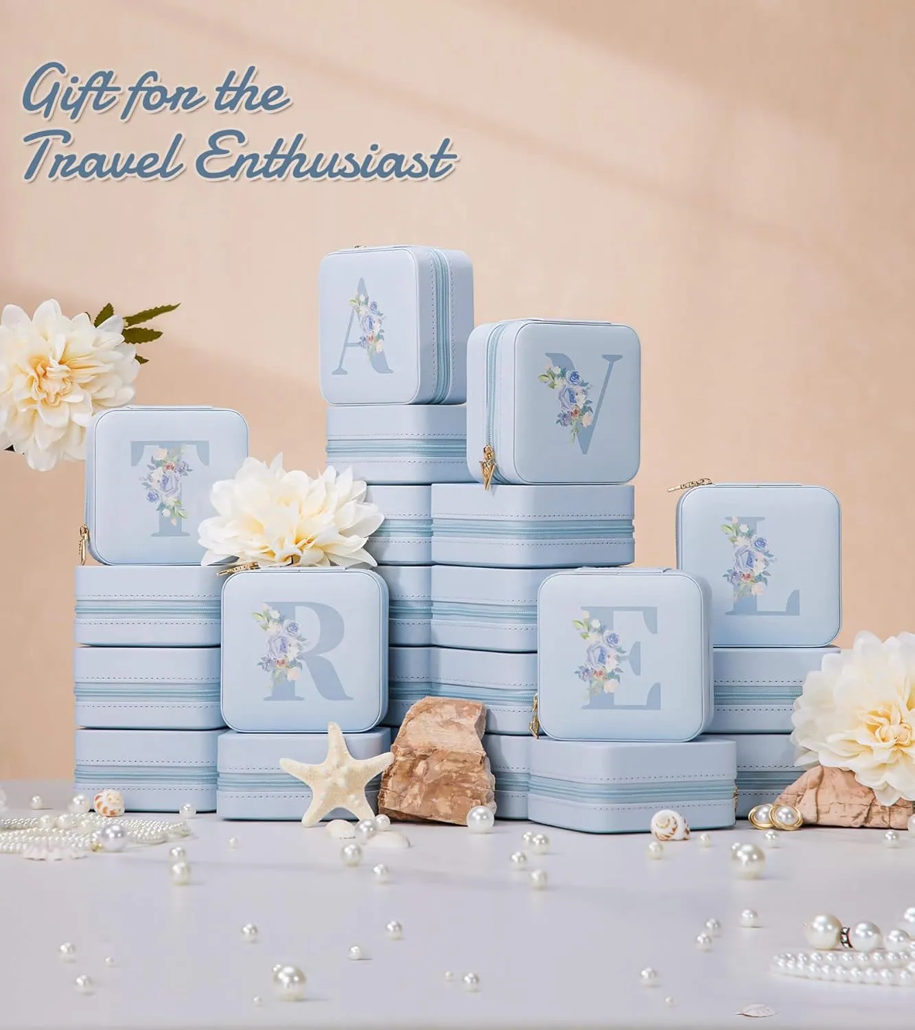 Travel Jewelry Box for Gift: Traveling Jewelry Case for Girls Women - Mini Organizer for Necklaces Earrings Blue F