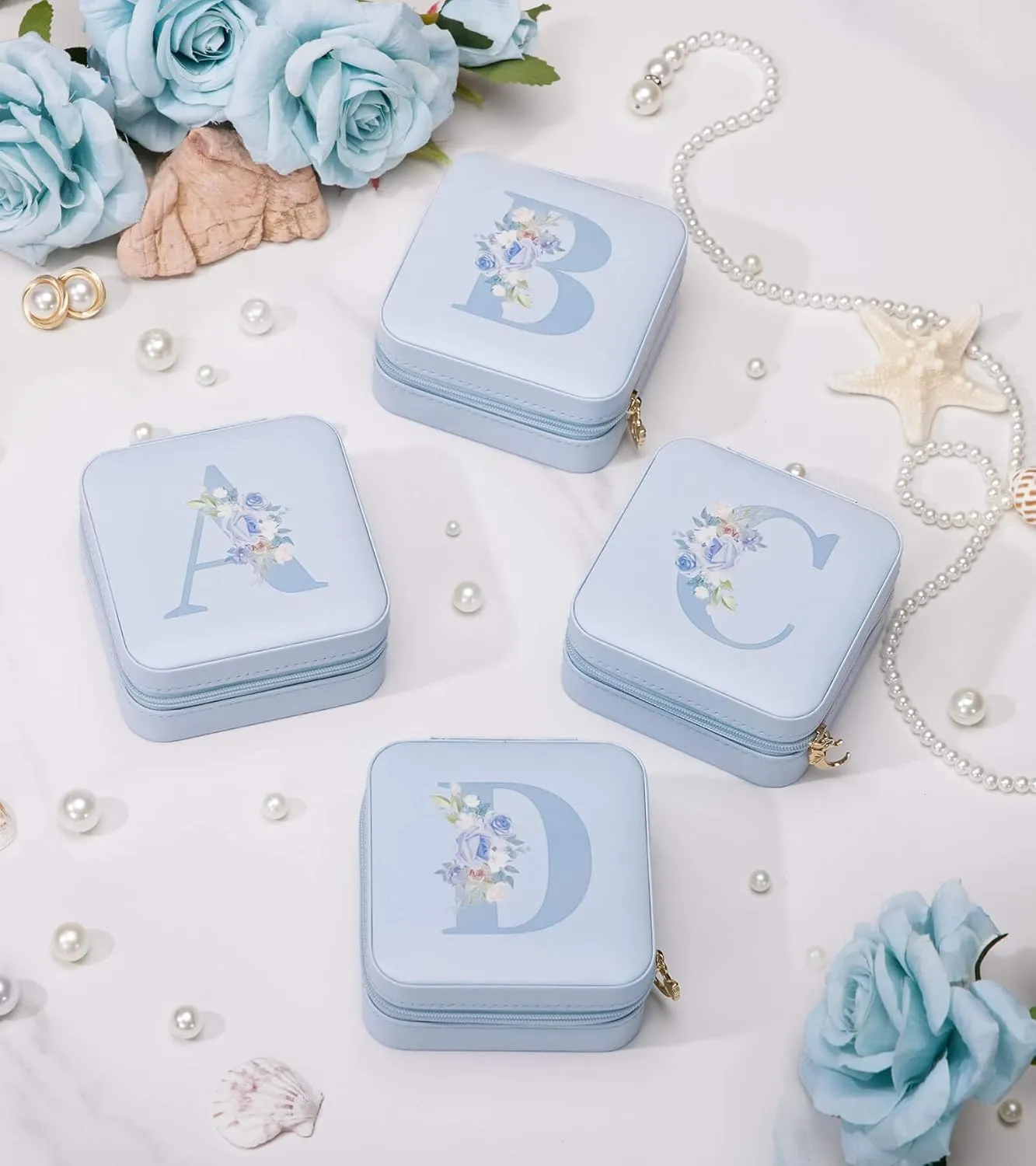 Travel Jewelry Box for Gift: Traveling Jewelry Case for Girls Women - Mini Organizer for Necklaces Earrings Blue F