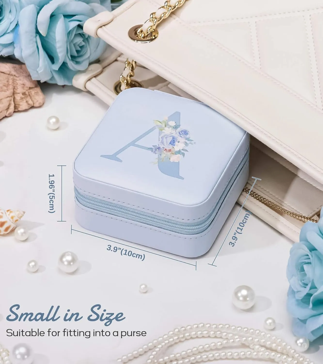 Travel Jewelry Box for Gift: Traveling Jewelry Case for Girls Women - Mini Organizer for Necklaces Earrings Blue F