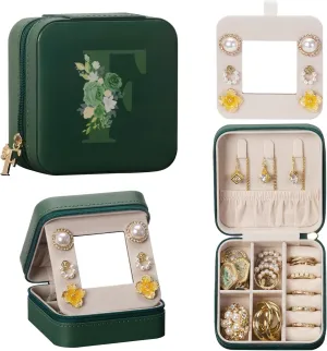 Travel Jewelry Box for Gift: Traveling Jewelry Case for Girls Women - Mini Organizer for Necklaces Earrings Green F