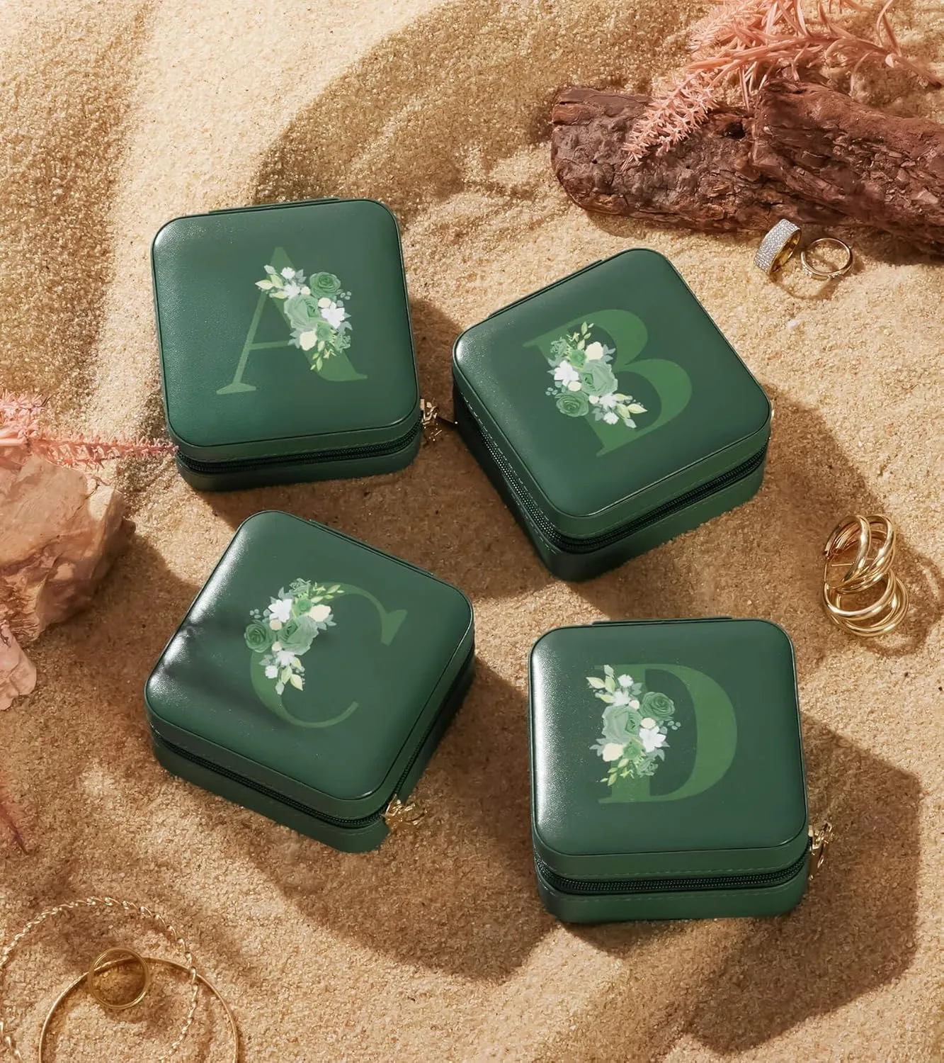 Travel Jewelry Box for Gift: Traveling Jewelry Case for Girls Women - Mini Organizer for Necklaces Earrings Green M