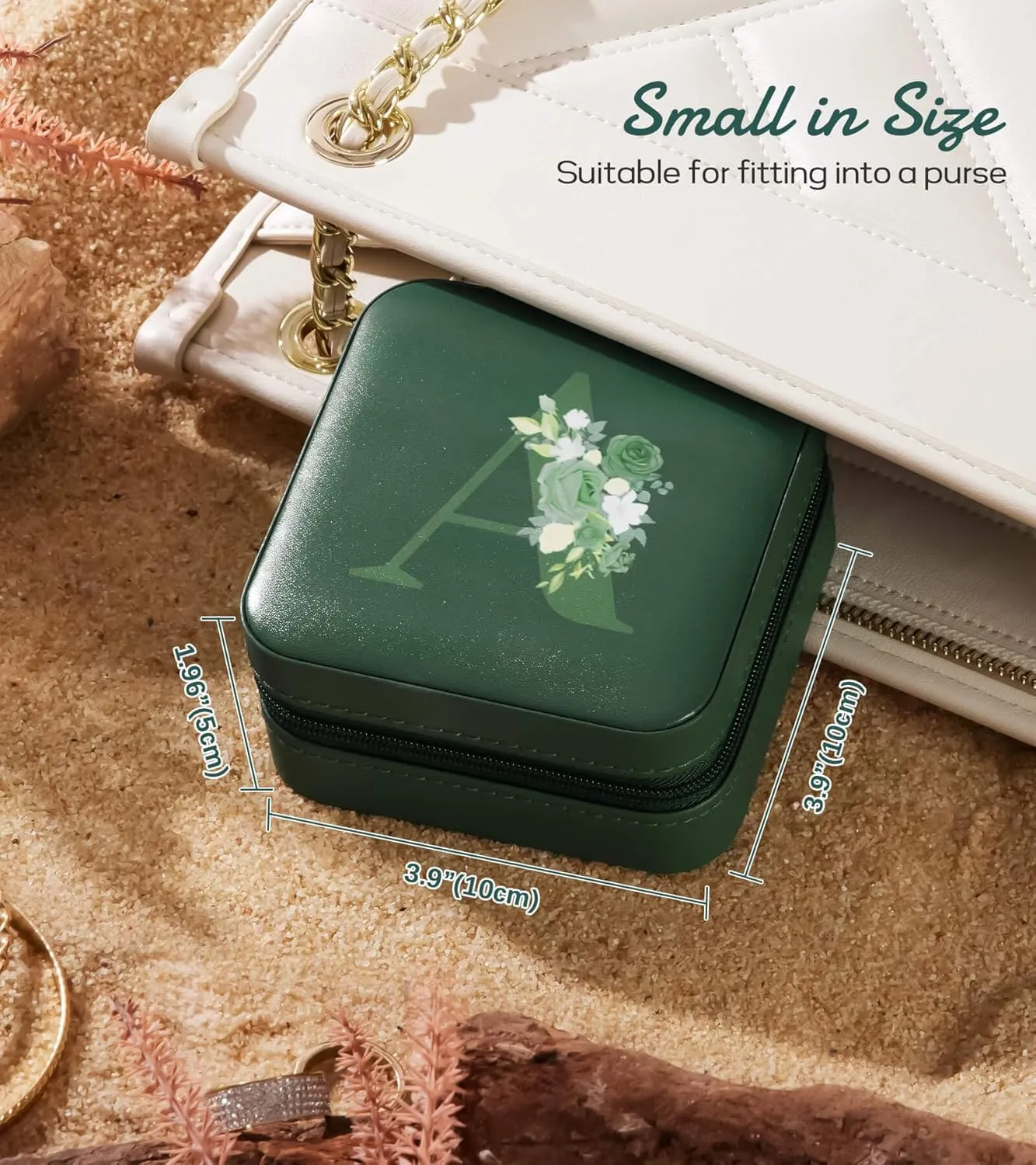 Travel Jewelry Box for Gift: Traveling Jewelry Case for Girls Women - Mini Organizer for Necklaces Earrings Green M