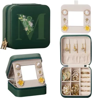 Travel Jewelry Box for Gift: Traveling Jewelry Case for Girls Women - Mini Organizer for Necklaces Earrings Green M