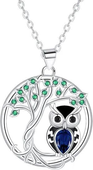 Tree of Life Owl Pendant Necklace, Women's Fashion Jewelry Gift