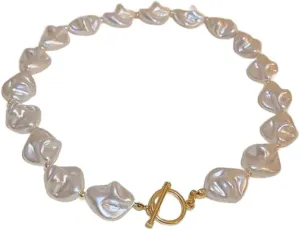Trend Elegant Jewelry Heart Pendant Necklace For Women Fashion Irregular White Imitation Big Pearl Chain Choker Necklace 240268