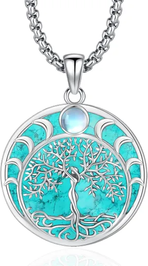 Turquoise Jewelry for Women Men 925 Sterling Silver Pendant Urn Necklaces for Ashes Picture Locket Necklace Thor Hammer Yggdrasil Virgen De Guadalupe St Michael Christopher Judas Witches Knot Necklace