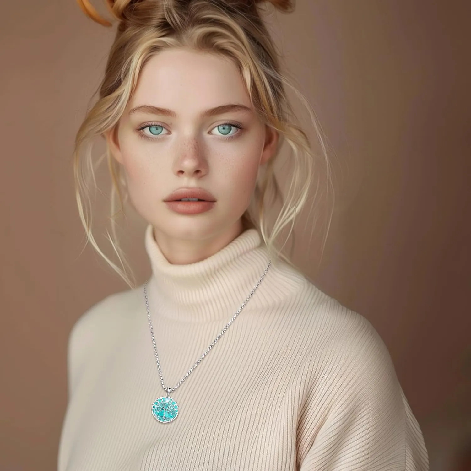 Turquoise Jewelry for Women Men 925 Sterling Silver Pendant Urn Necklaces for Ashes Picture Locket Necklace Thor Hammer Yggdrasil Virgen De Guadalupe St Michael Christopher Judas Witches Knot Necklace