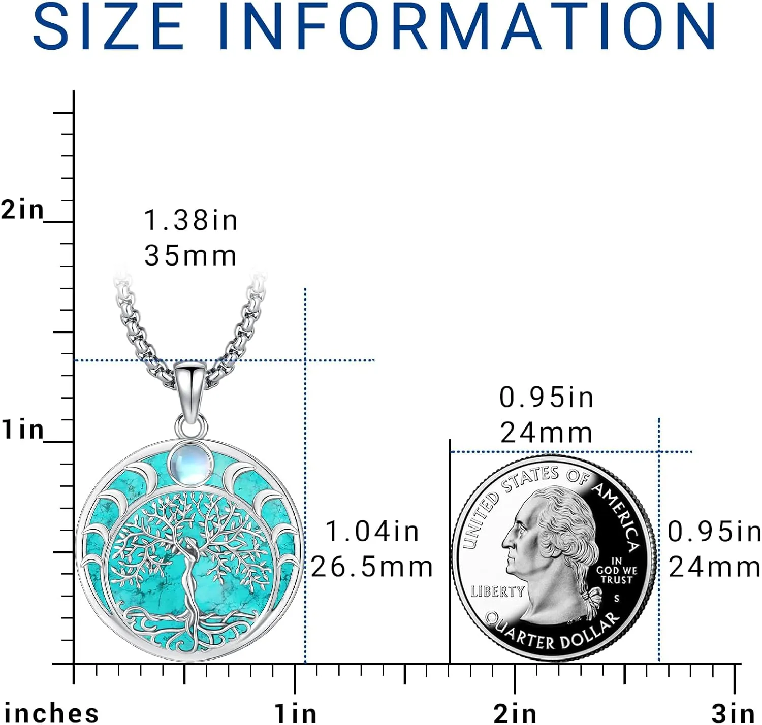 Turquoise Jewelry for Women Men 925 Sterling Silver Pendant Urn Necklaces for Ashes Picture Locket Necklace Thor Hammer Yggdrasil Virgen De Guadalupe St Michael Christopher Judas Witches Knot Necklace