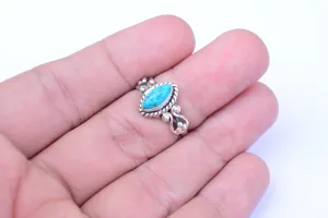 Turquoise Stone Ring, 925 Sterling Silver Statement Ring For Women, Handmade Ring Gemstone Promise Ring for Birthday Christmas Gift For Her Size US 7