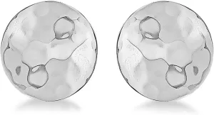 Tuscany Silver Women's Sterling Silver 10mm Round Hammered Stud Earrings