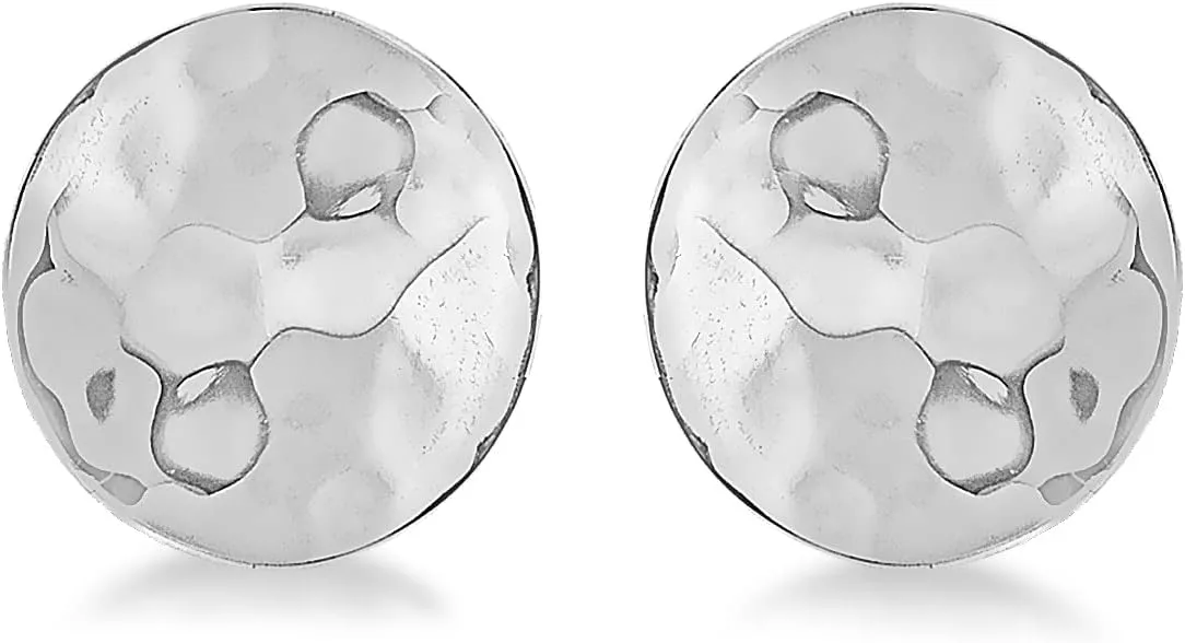 Tuscany Silver Women's Sterling Silver 10mm Round Hammered Stud Earrings