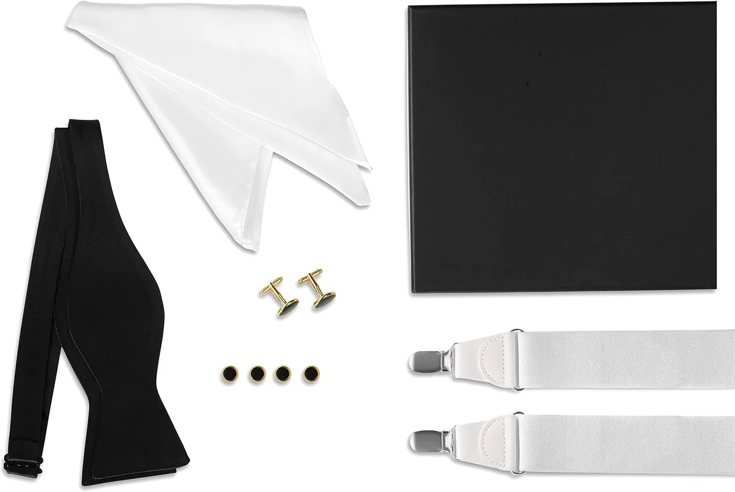 Tuxedo Set - Suspenders, Cufflinks & Studs, Bow Tie, Pocket Square & Box