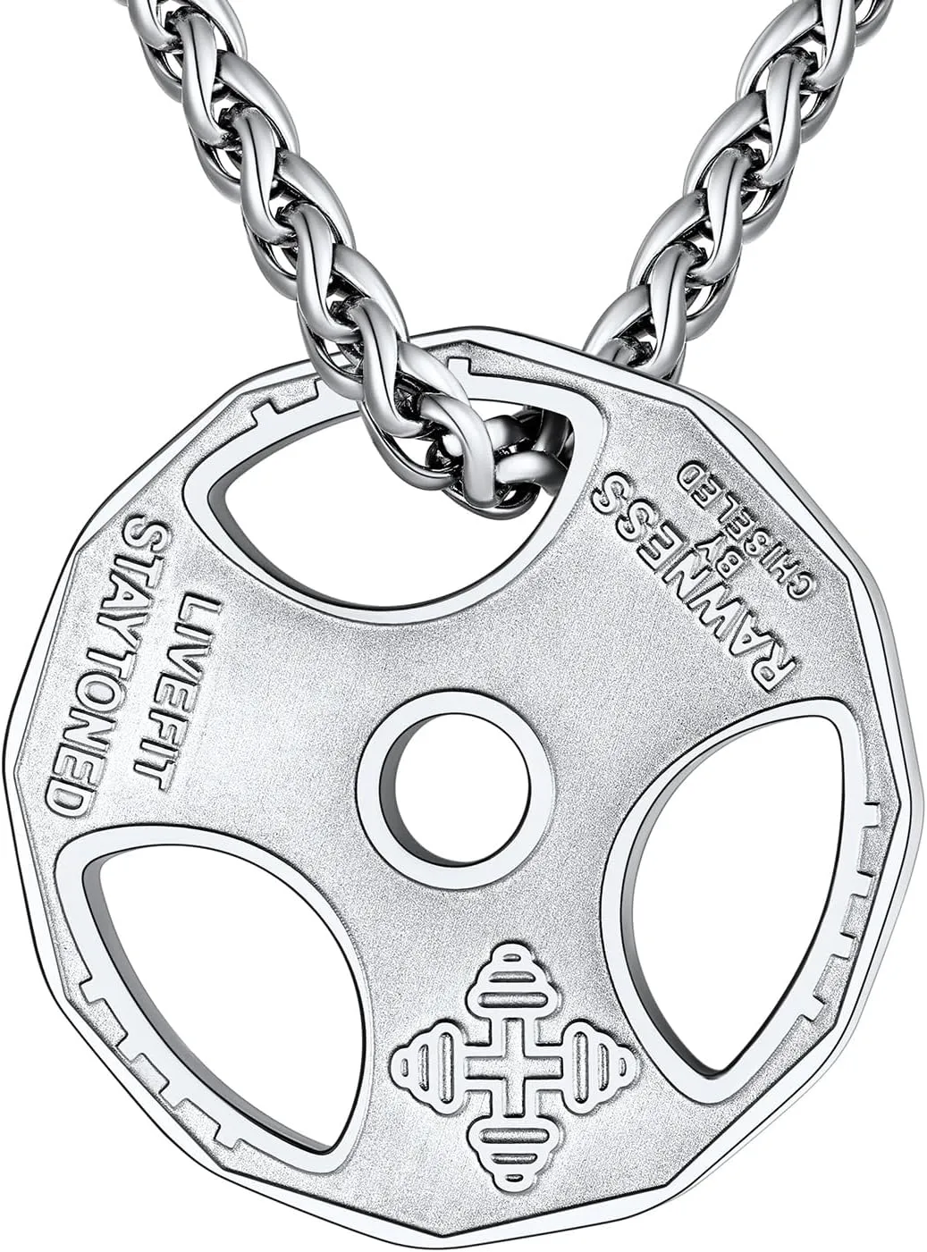 U7 Men Women Fitness Dumbbell Necklace Stainless Steel Weight Plate Barbell Chain Pendant Necklace,Chain 22" 2" Extender, with Gift Box