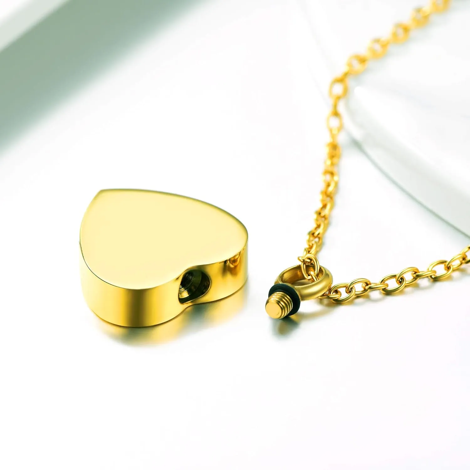 U7 Personalized Urn Necklaces for Men Women, Stainless Steel Text & Picture Pendant Necklace for Ashes, Customized Cremation Jewelry