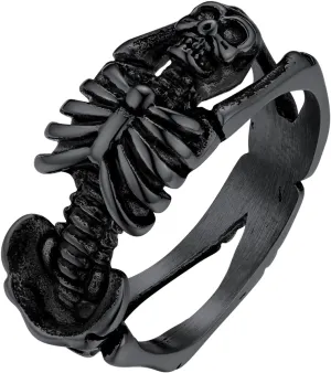 U7 Skull Ring, Skeleton Ring, Biker Ring for Cocktail Party, Gothic Fashion Rings with Skull, Size 7-14,Stainless/Black/Gold Color