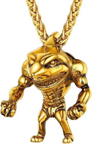 U7 Stainless Steel Shark Necklaces,18K Gold Plated Dolphin/Swordfish/Shark Pendant Necklace,Punk Mens Jewelry