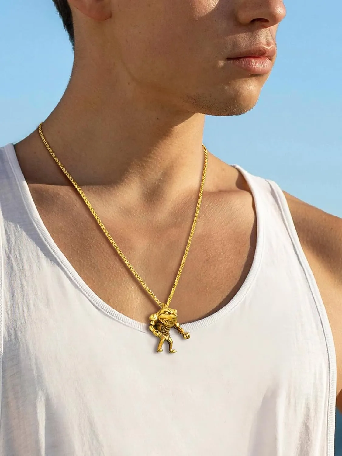 U7 Stainless Steel Shark Necklaces,18K Gold Plated Dolphin/Swordfish/Shark Pendant Necklace,Punk Mens Jewelry