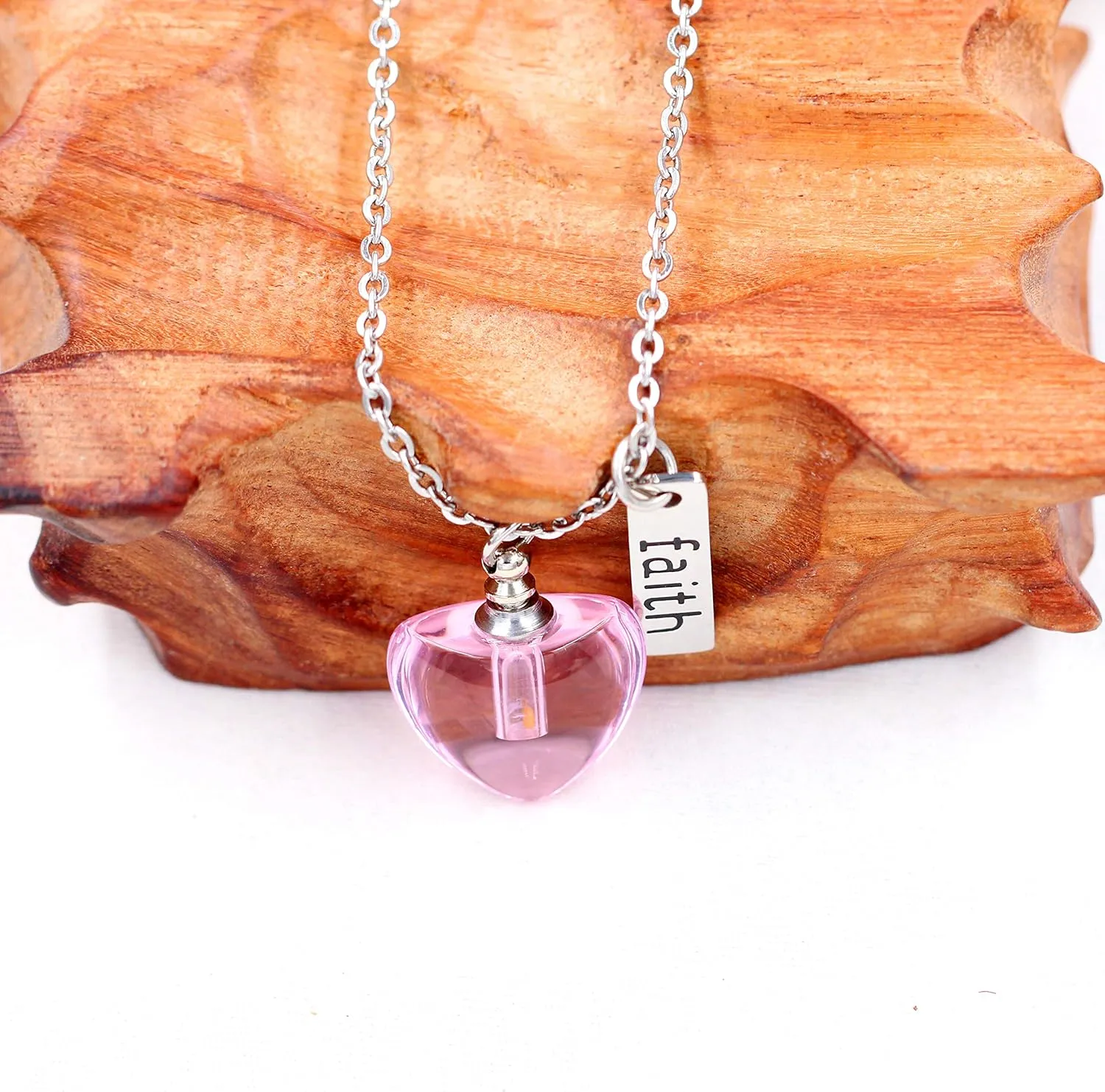 Uloveido Dainty Christian Religious Mustard Seed Faith Pendant Necklace, Stainless Steel, Heart Shape Openable Bottle Case Y756-6