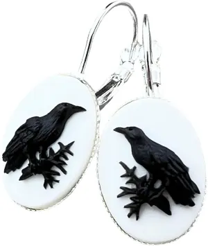 UMBRELLALABORATORY Goth black raven necklace cameo pendant Steampunk crow earrings jewelry visual kei Harajuku Dark Academia Jewelry Romantic Vintage Retro Accessories cameo pendant