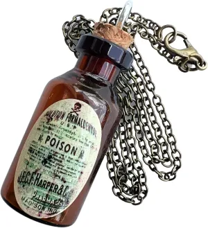 UMBRELLALABORATORY Goth necklace jewelry for women Steampunk Gothic Lolita costume accessories apothecary potion glass tiny jar bottle with handmade Halloween apothecary sticker