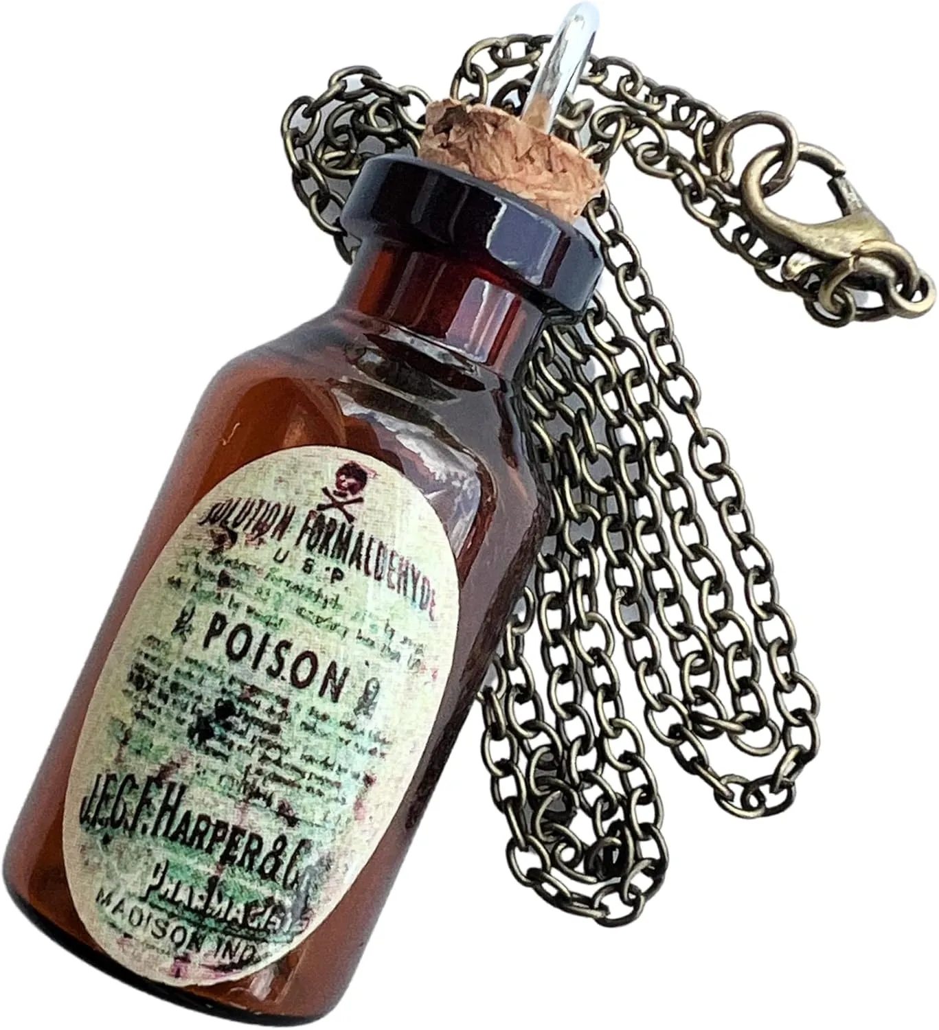 UMBRELLALABORATORY Goth necklace jewelry for women Steampunk Gothic Lolita costume accessories apothecary potion glass tiny jar bottle with handmade Halloween apothecary sticker