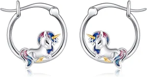 Unicorn Earrings 925 Sterling Silver Unicorn Hoop Earrings Jewelry Birthday Gifts For Women