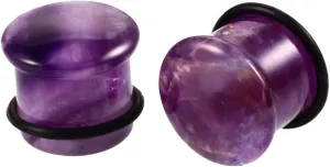 Unique Ear Plugs Gauges, Dangle Ear Plugs Tunnels Purple Stone 2Pcs Piercing Tunnels