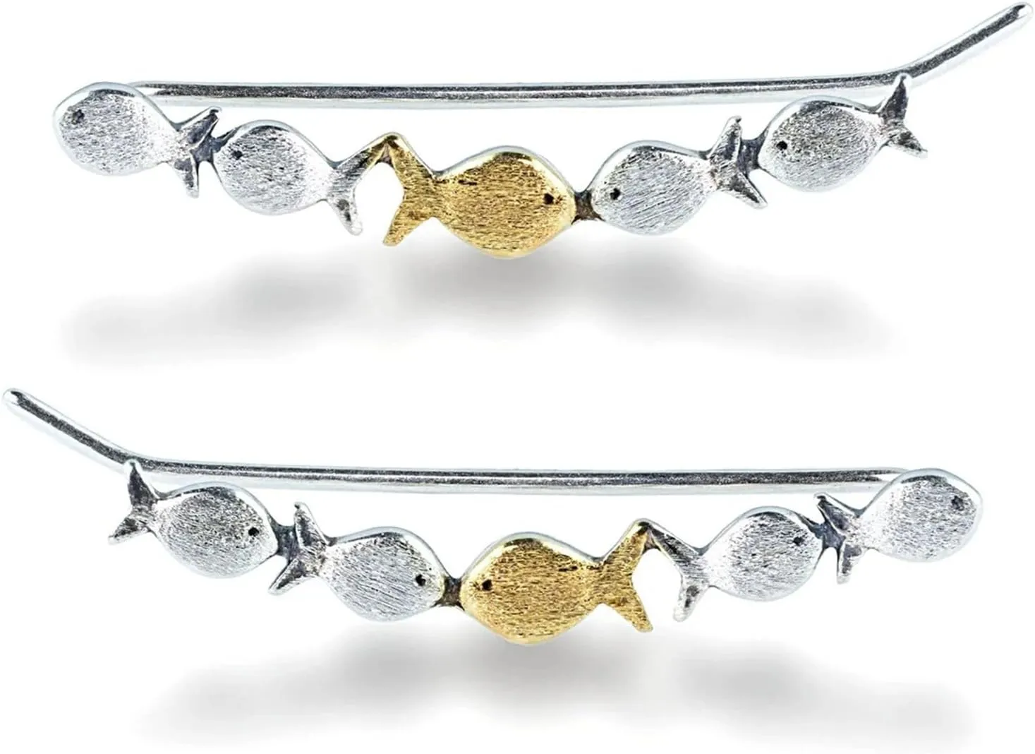 Unique Funny Crawler Fish Ear Cuff Climbers Earrings - Women's Cartilage Piercing Jewelry