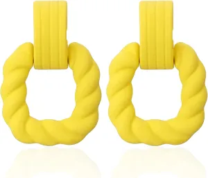 Unique Rectangle Earrings for Women Acrylic Square Twisted Geometric Statement Earring