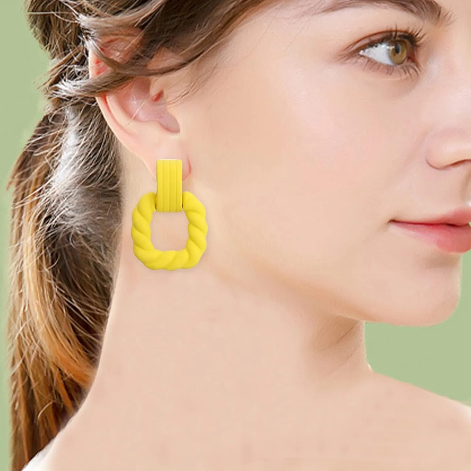 Unique Rectangle Earrings for Women Acrylic Square Twisted Geometric Statement Earring