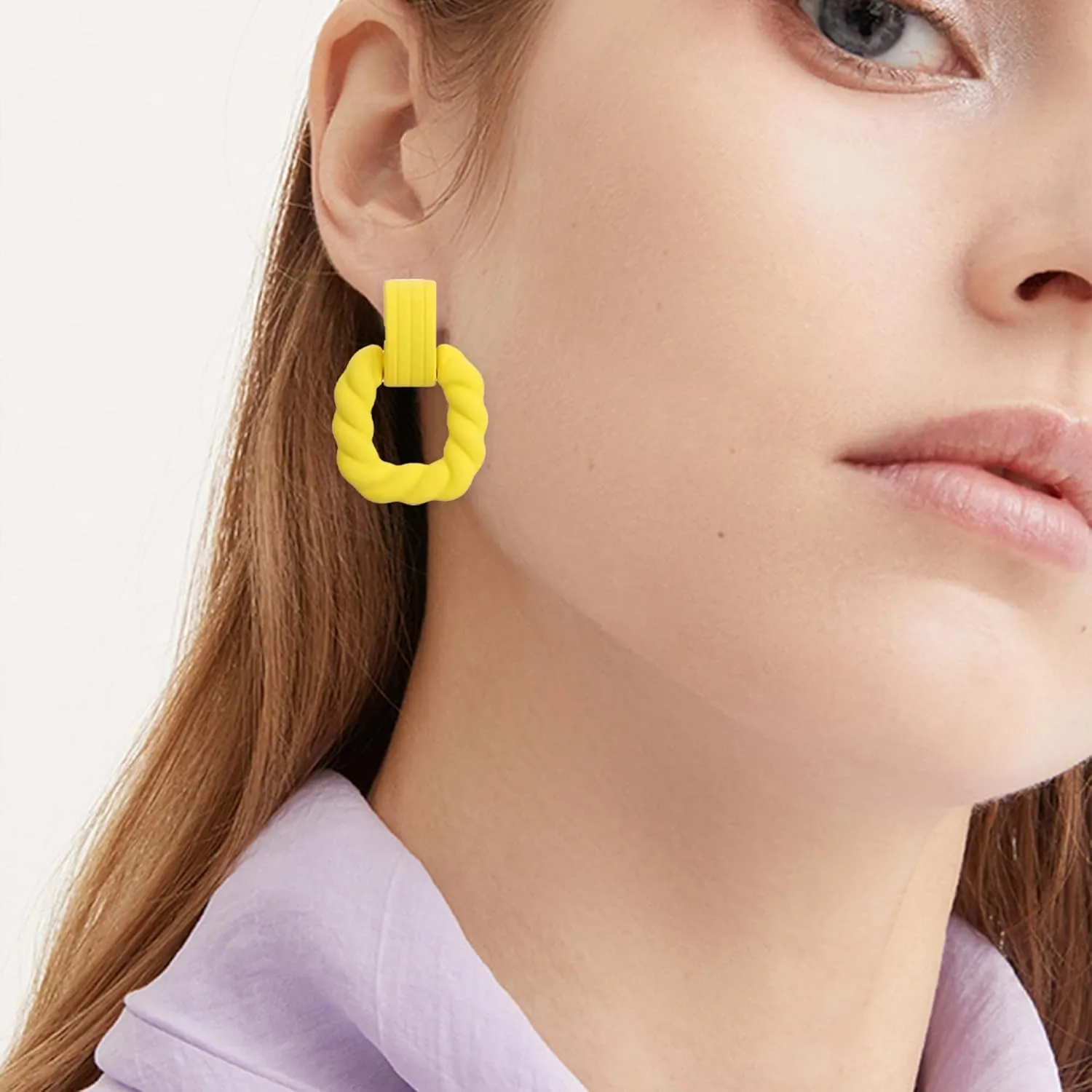 Unique Rectangle Earrings for Women Acrylic Square Twisted Geometric Statement Earring