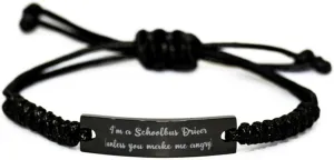 Unique Schoolbus driver Gifts, I'm a Schoolbus, Birthday Unique Gifts, Black Rope Bracelet For Schoolbus driver from Coworkers, Friendship bracelet, Black bracelet, Gift for colleague