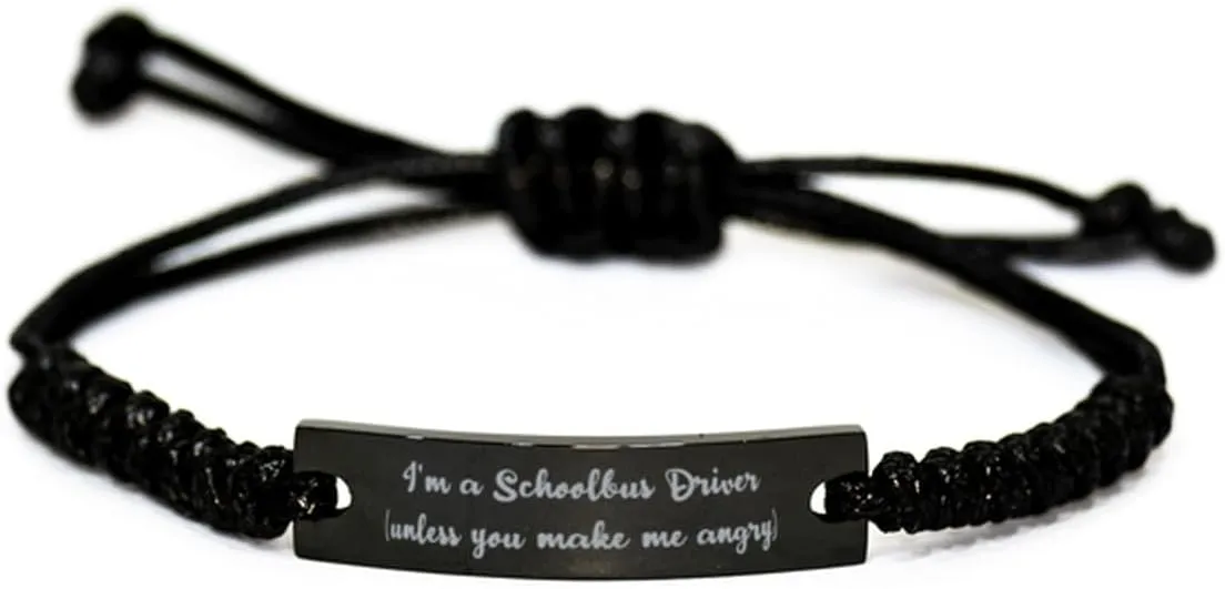 Unique Schoolbus driver Gifts, I'm a Schoolbus, Birthday Unique Gifts, Black Rope Bracelet For Schoolbus driver from Coworkers, Friendship bracelet, Black bracelet, Gift for colleague
